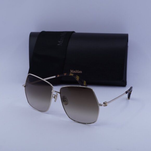 MaxMara JEWEL MM0035-H 32F Geometric Sunglasses - Gold/Brown - Picture 5 of 11